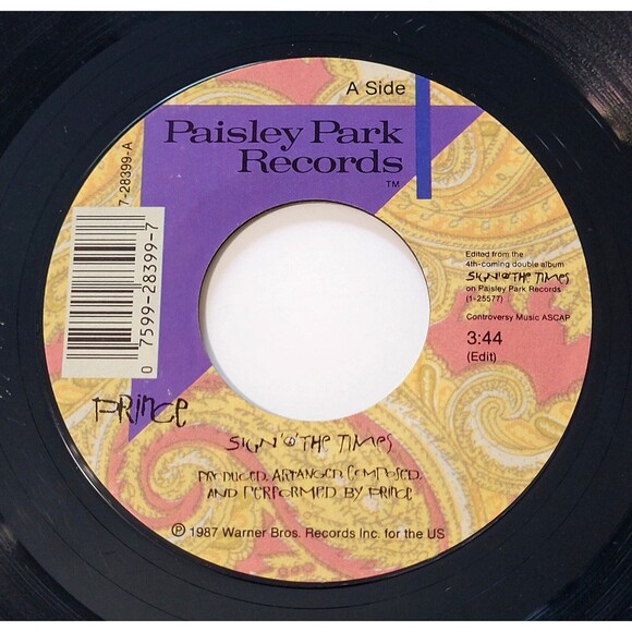 Prince Sign "O" The Times / La La La He He He 45 RPM Paisley Park VG+ 1987 Rock - Picture 1 of 2